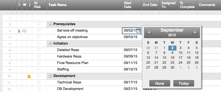 Добавление дат в шаблон временной шкалы Excel 